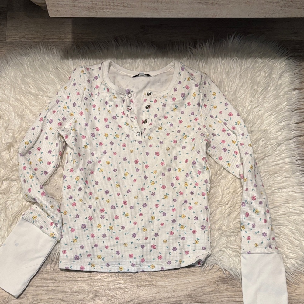 Floral frankies bikini Long  Sleeve thermal top tee Shirt